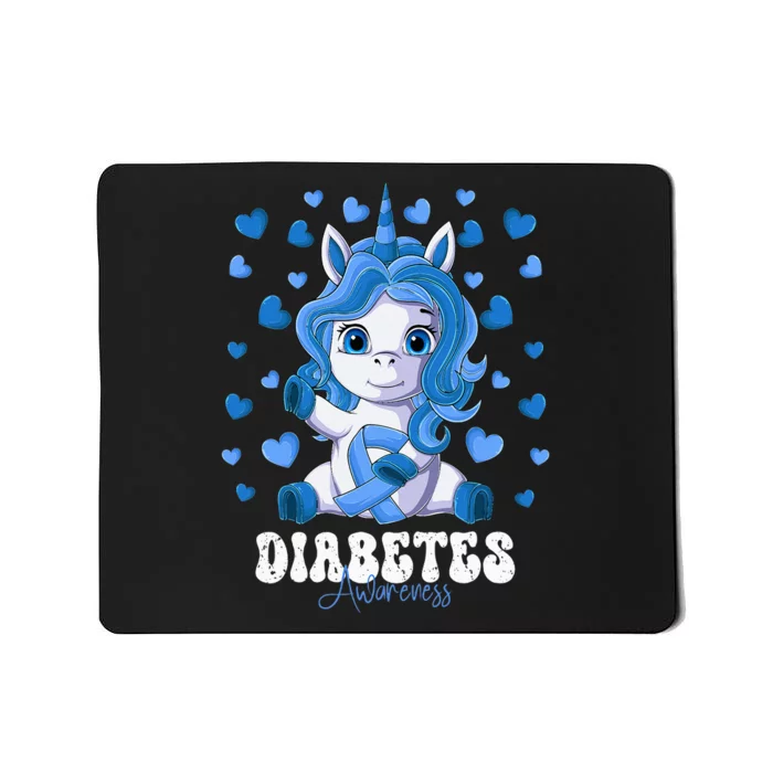 Diabetes Awareness Month Blue Ribbon Unicorn Mousepad