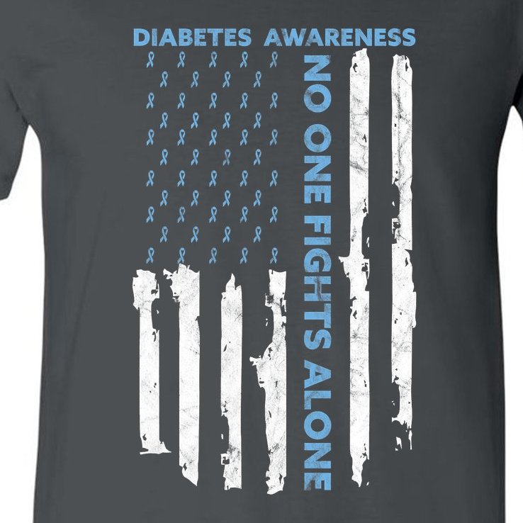 Diabetes Awareness Month American Flag Warrior T1 T2 V-Neck T-Shirt