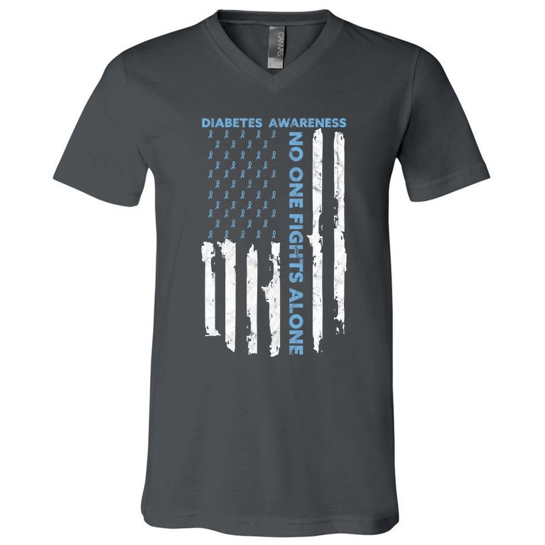 Diabetes Awareness Month American Flag Warrior T1 T2 V-Neck T-Shirt