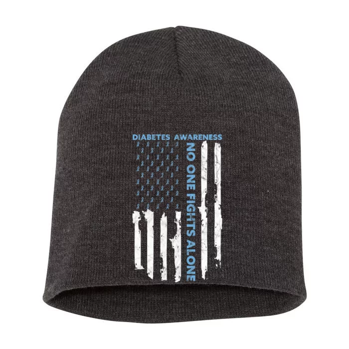 Diabetes Awareness Month American Flag Warrior T1 T2 Short Acrylic Beanie