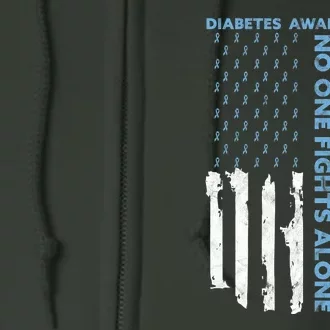 Diabetes Awareness Month American Flag Warrior T1 T2 Full Zip Hoodie