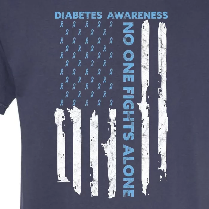 Diabetes Awareness Month American Flag Warrior T1 T2 Garment-Dyed Heavyweight T-Shirt