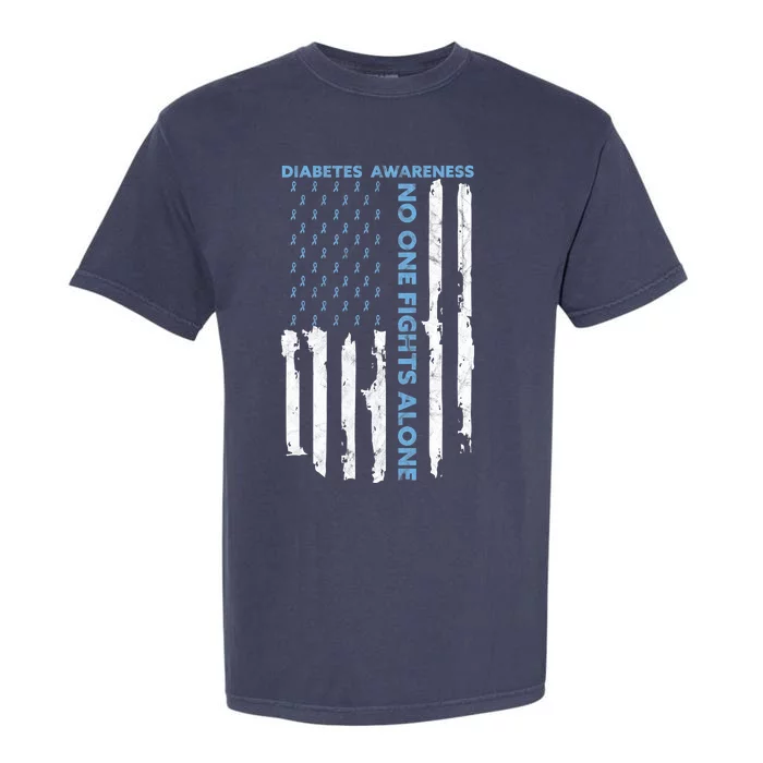 Diabetes Awareness Month American Flag Warrior T1 T2 Garment-Dyed Heavyweight T-Shirt