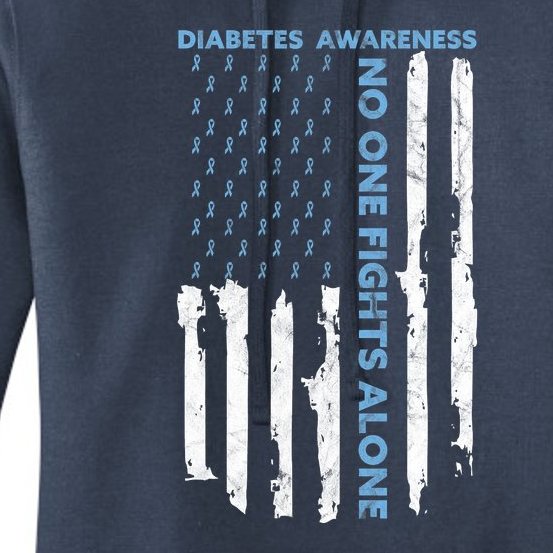 Diabetes Awareness Month American Flag Warrior T1 T2 Women's Pullover Hoodie