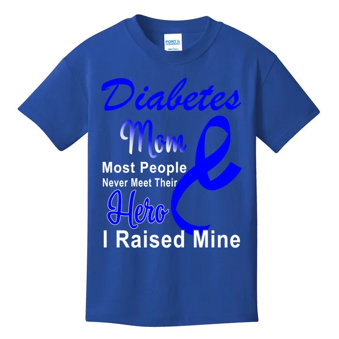 Diabetes Awareness Mom Blue Ribbon Type 1 One Two 2 T1d Gift Kids T-Shirt