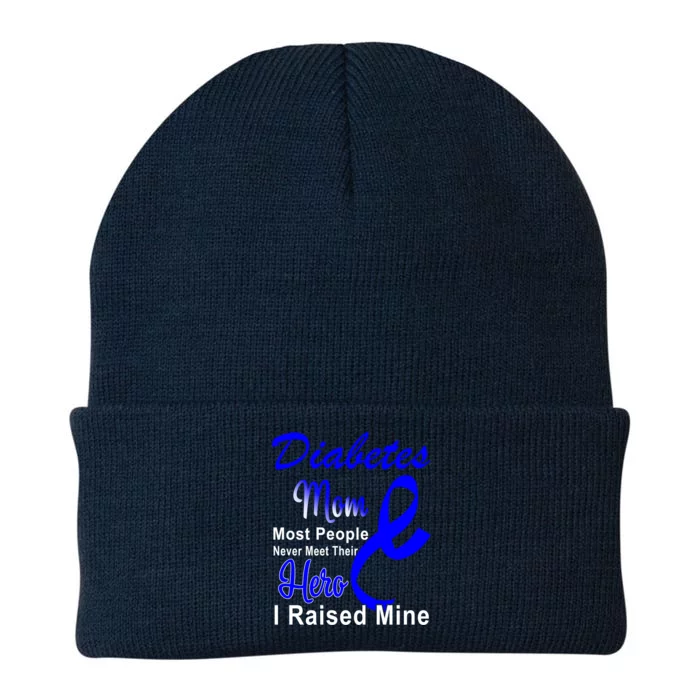 Diabetes Awareness Mom Blue Ribbon Type 1 One Two 2 T1d Gift Knit Cap Winter Beanie