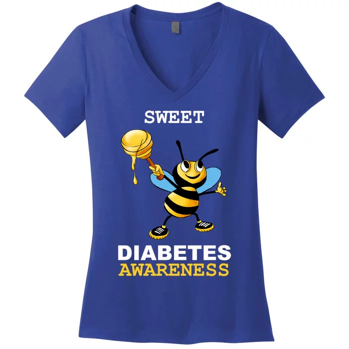 Diabetes Awareness Month Great Gift Sweet Diabetic Bee Diabetes Cool Gift Women's V-Neck T-Shirt