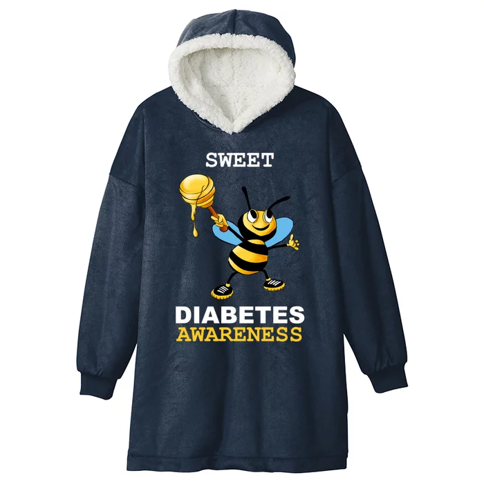 Diabetes Awareness Month Great Gift Sweet Diabetic Bee Diabetes Cool Gift Hooded Wearable Blanket