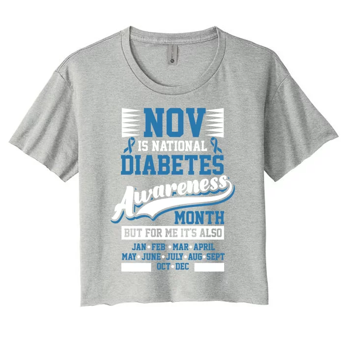 Diabetes Awareness Month T1 T2 Cute Gift Women's Crop Top Tee