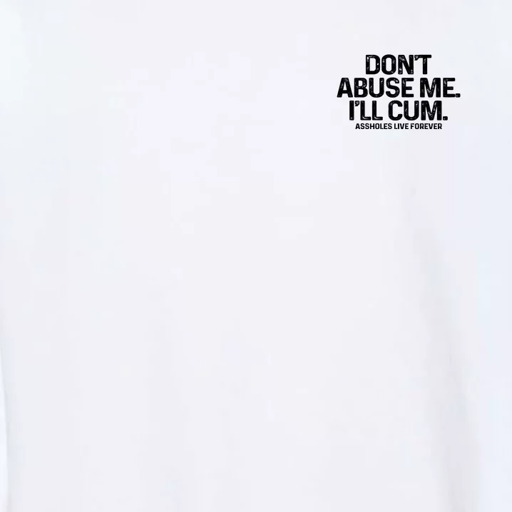 Don't Abuse Me I'll Cum (Front And Back) Assholes Live Forever Front & Back Garment-Dyed Sweatshirt