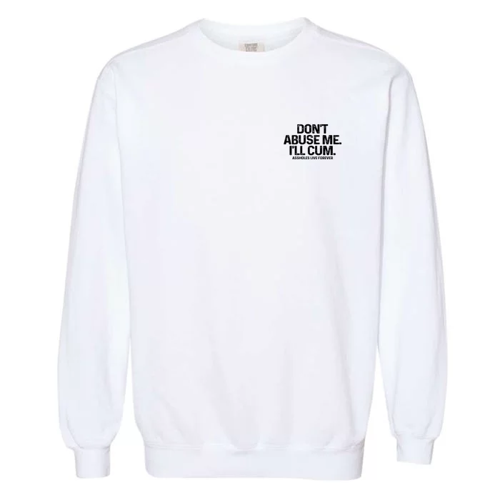 Don't Abuse Me I'll Cum (Front And Back) Assholes Live Forever Front & Back Garment-Dyed Sweatshirt