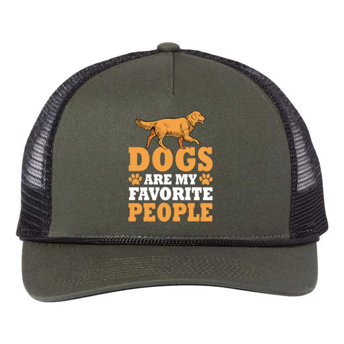 Dogs Are My Favorite People Golden Retriever Lover Gift Retro Rope Trucker Hat Cap