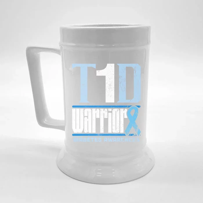 Diabetes Awareness Month T1d Diabetes Warrior Gift Front & Back Beer Stein