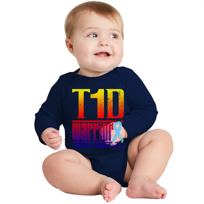 Diabetes Awareness Month T1d Diabetes Warrior Gift Baby Long Sleeve Bodysuit