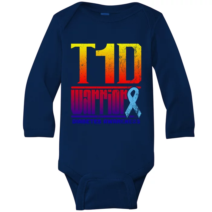 Diabetes Awareness Month T1d Diabetes Warrior Gift Baby Long Sleeve Bodysuit