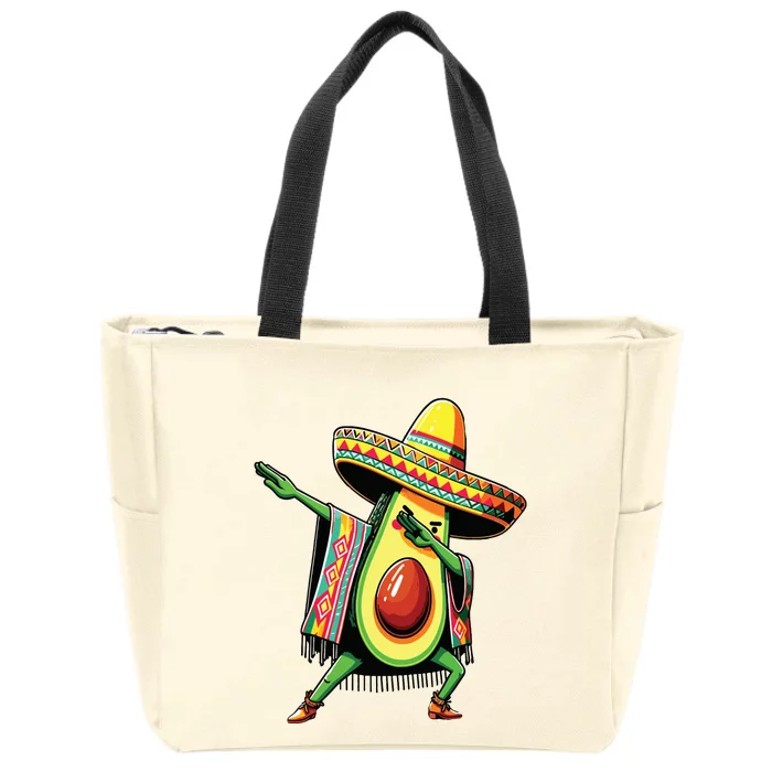 Dabbing Avocado Mexican Poncho Cinco De Mayo Zip Tote Bag