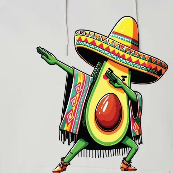 Dabbing Avocado Mexican Poncho Cinco De Mayo Performance Fleece Hoodie