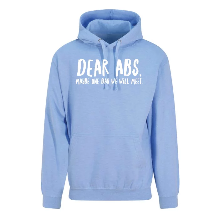 Dear Abs, Maybe One Day We Will Meet Funny Gym Quote Unisex Surf Hoodie