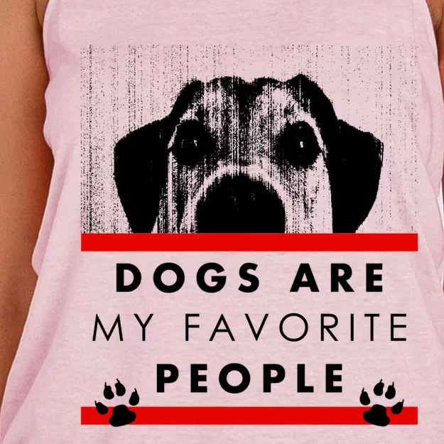 Dogs Are My Favorite People Funny Pet Dog Lover Quote Meaningful Gift Women's Knotted Racerback Tank