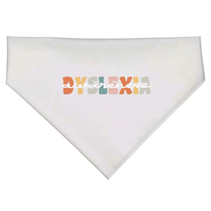 Dyslexia Awareness Month Groovy Retro Gift USA-Made Doggie Bandana