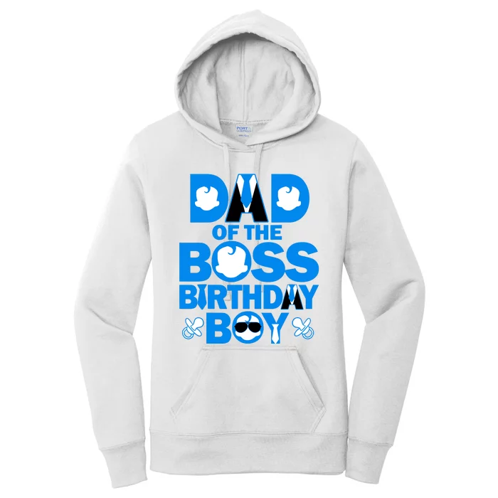 Dad And Mom Of The Boss Birthday Boy Baby Family Party Decor Women's Pullover Hoodie