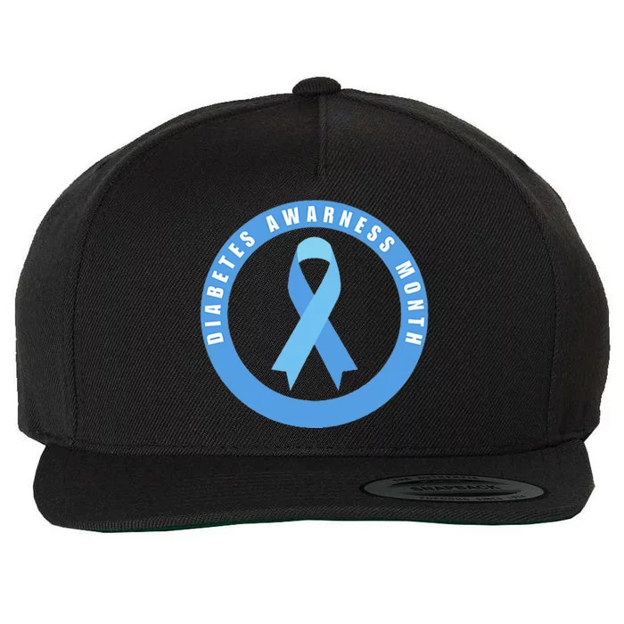 Diabetes Awareness Month Blue Love Ribbon Support T1D T2D Wool Snapback Cap