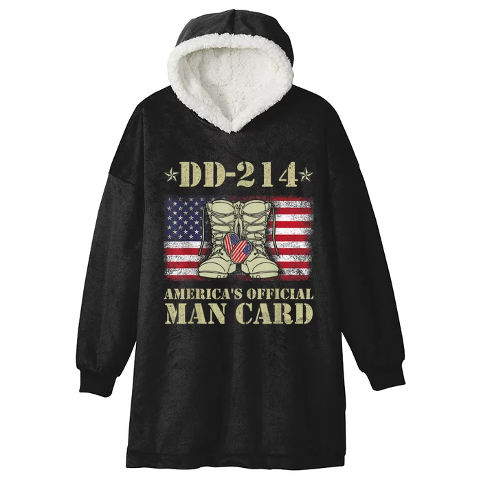 Dd214 Americas Man Card Veteran Day Served Flag Proud Military Family T Hooded Wearable Blanket