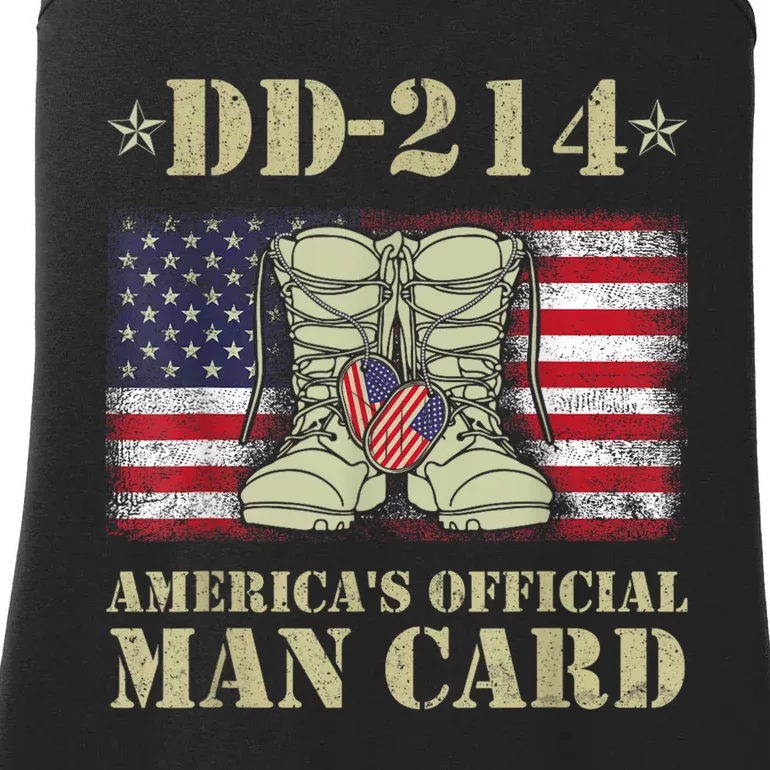 Dd214 Americas Man Card Veteran Day Served Flag Proud Military Family T Ladies Essential Tank