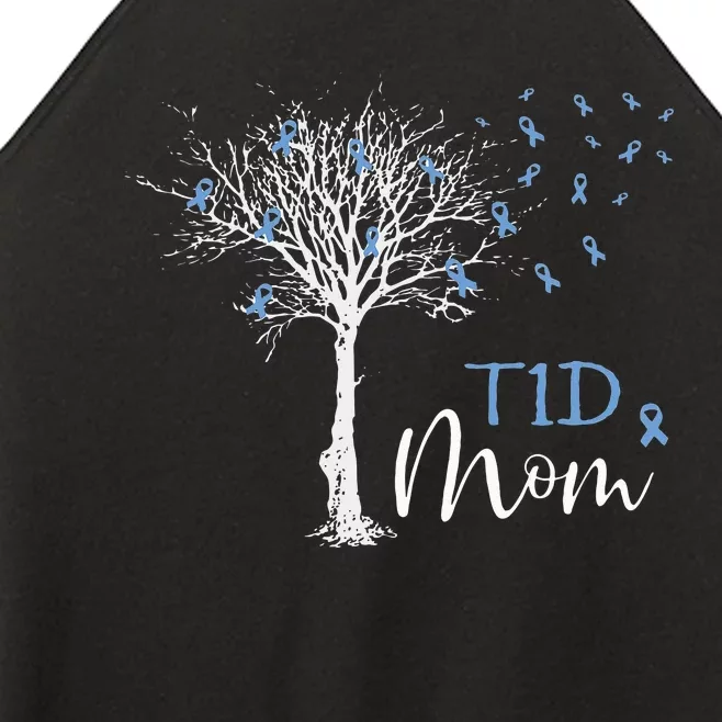 Diabetes Awareness Month T1D Mom Blue Ribbon Women’s Perfect Tri Rocker Tank