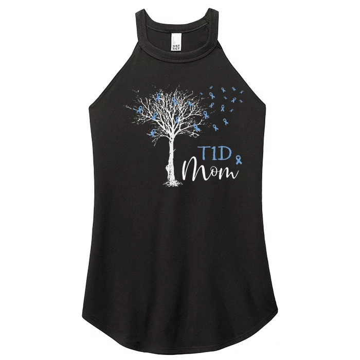 Diabetes Awareness Month T1D Mom Blue Ribbon Women’s Perfect Tri Rocker Tank