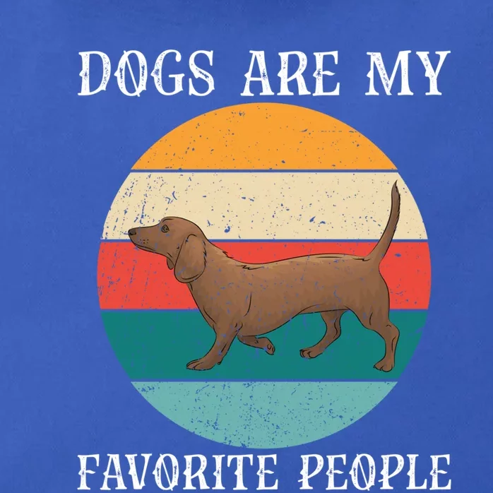 Dogs Are My Favorite People Retro Dachshund Wiener Dog Funny Gift Zip Tote Bag