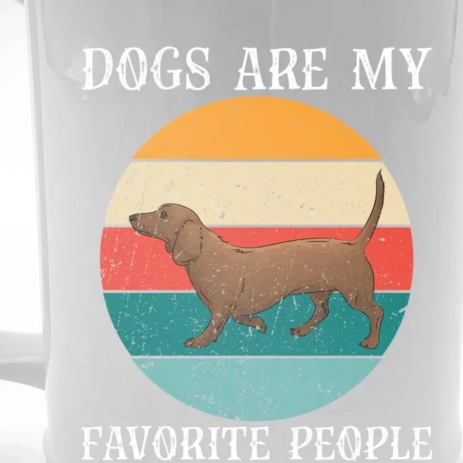 Dogs Are My Favorite People Retro Dachshund Wiener Dog Funny Gift Front & Back Beer Stein