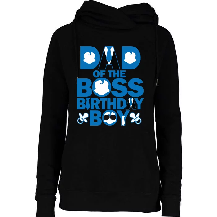 Dad And Mom Boss Birthday Boy Baby Family Decorations Womens Funnel Neck Pullover Hood