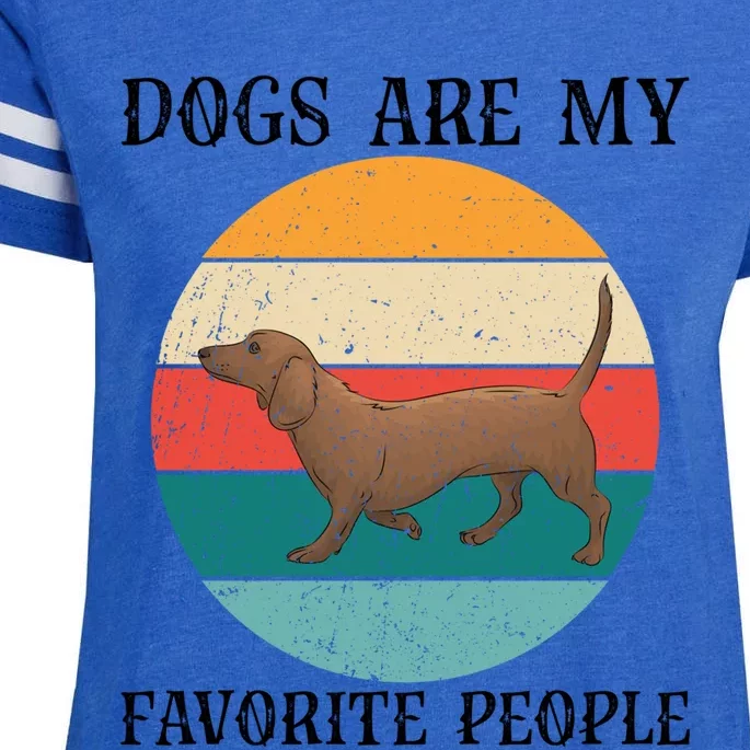 Dogs Are My Favorite People Retro Dachshund Wiener Dog Funny Great Gift Enza Ladies Jersey Football T-Shirt