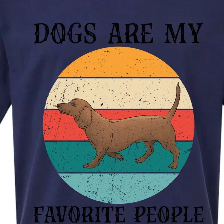 Dogs Are My Favorite People Retro Dachshund Wiener Dog Funny Great Gift Sueded Cloud Jersey T-Shirt