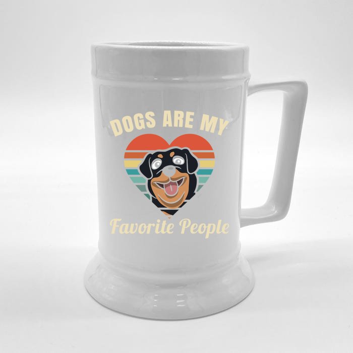 Dogs Are My Favorite People Rottweiler Cute Gift Front & Back Beer Stein