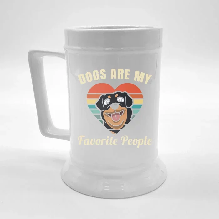 Dogs Are My Favorite People Rottweiler Cute Gift Front & Back Beer Stein