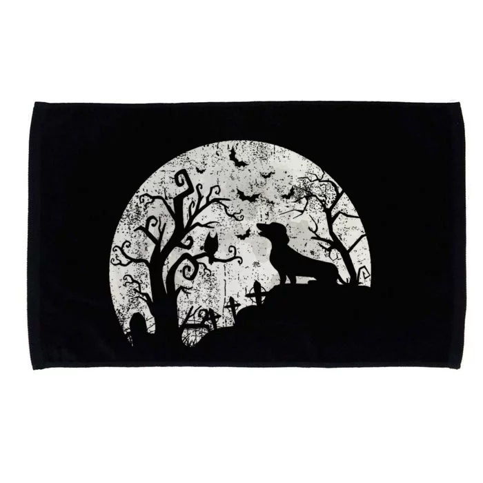 Dachshund And Moon Halloween Dachshund Lovers Pet Owner Microfiber Hand Towel