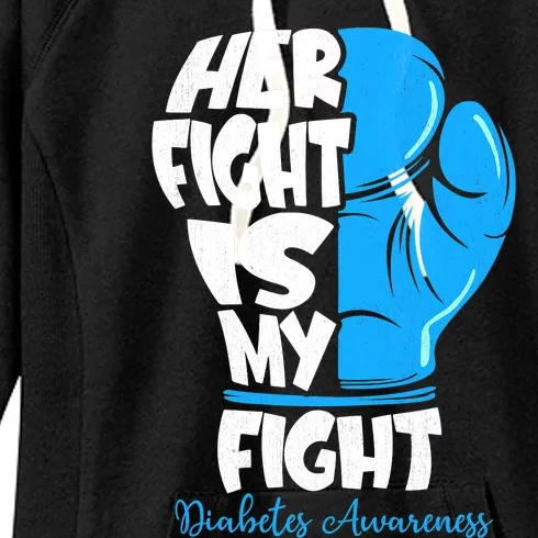 Diabetes Awareness Month Her Fight Is My Fight Boxing Glove Women's Fleece Hoodie