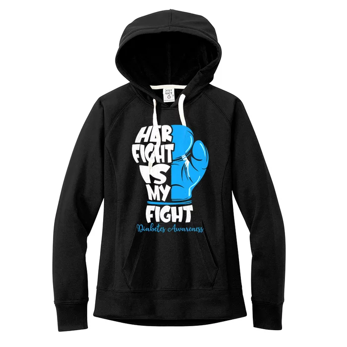 Diabetes Awareness Month Her Fight Is My Fight Boxing Glove Women's Fleece Hoodie