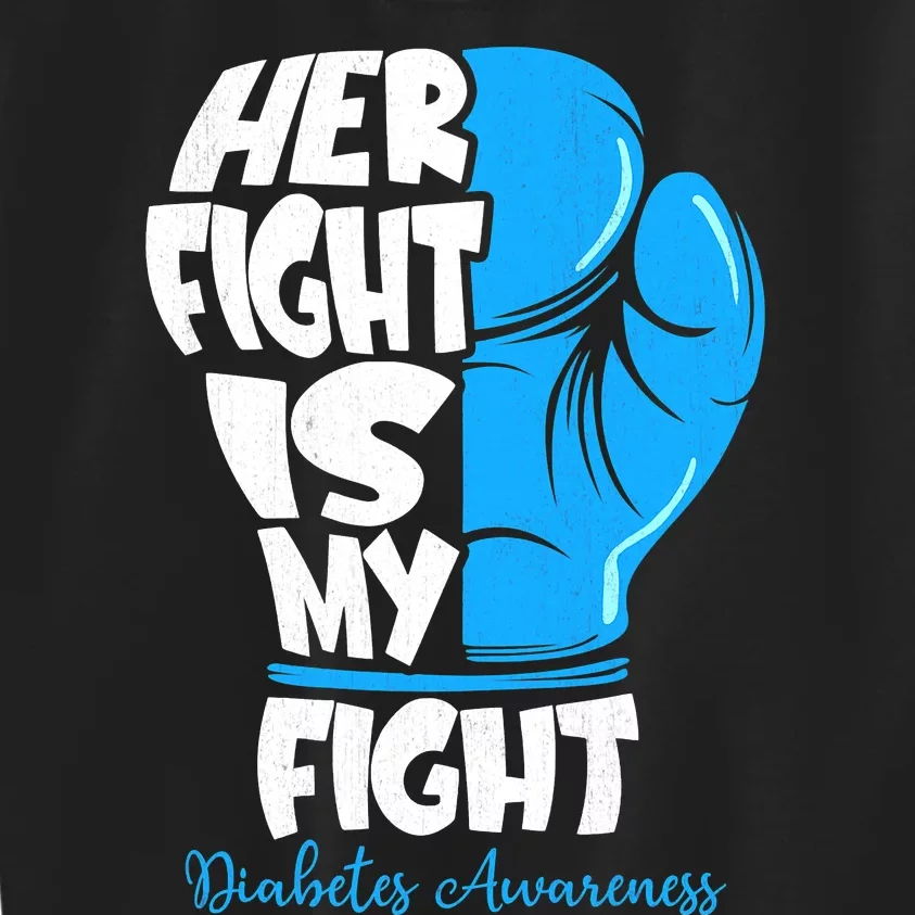 Diabetes Awareness Month Her Fight Is My Fight Boxing Glove Kids Sweatshirt