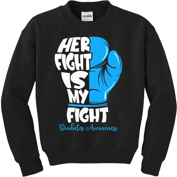 Diabetes Awareness Month Her Fight Is My Fight Boxing Glove Kids Sweatshirt