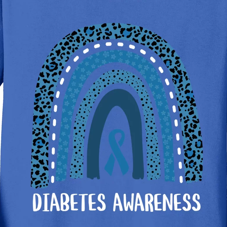 Diabetes Awareness Month Retro Rainbow T1 T2 Great Gift Kids Long Sleeve Shirt