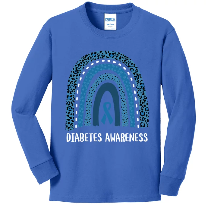 Diabetes Awareness Month Retro Rainbow T1 T2 Great Gift Kids Long Sleeve Shirt