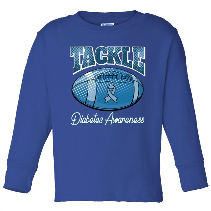 Diabetes Awareness Month Tackle Football Retro T1 T2 Gift Toddler Long Sleeve Shirt