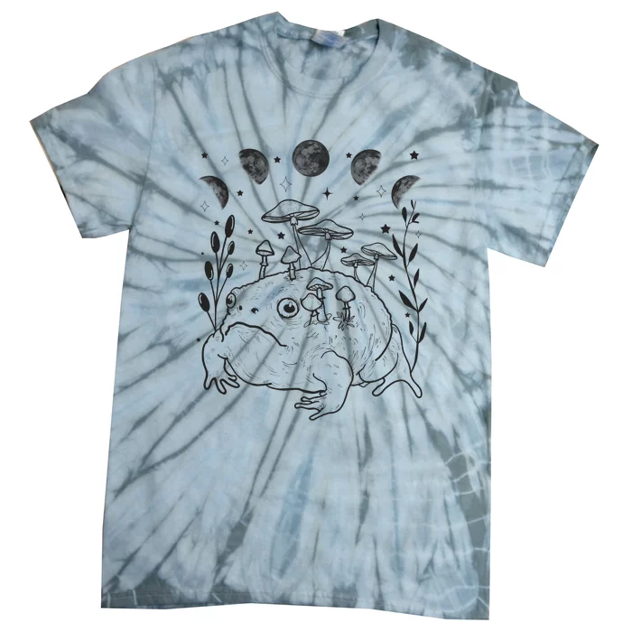 Dark Academia Moon Witchy Goblincore Aesthetic Frog Tie-Dye T-Shirt