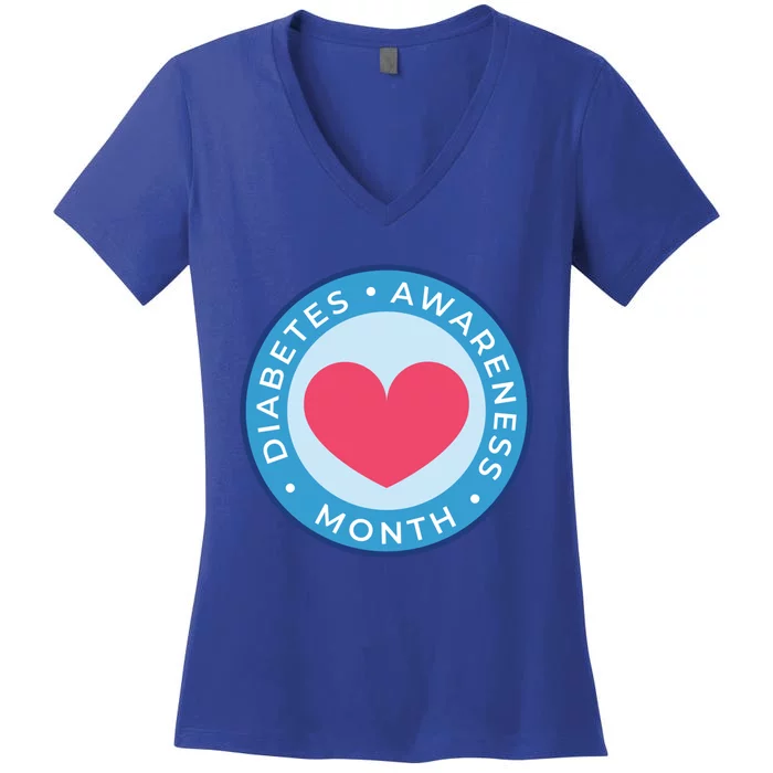 Diabetes Awareness Month Great Gift Heart Gift Women's V-Neck T-Shirt