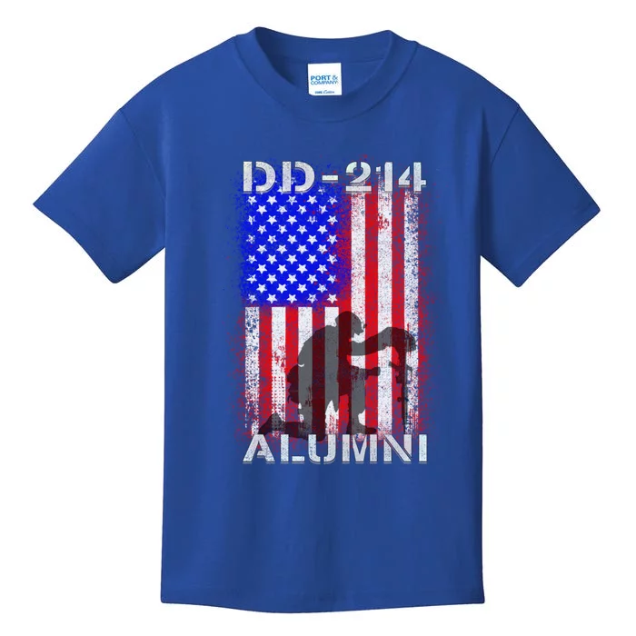 Ddgift214 Alumni Military Veteran Vintage American Usa Flag Great Gift Kids T-Shirt