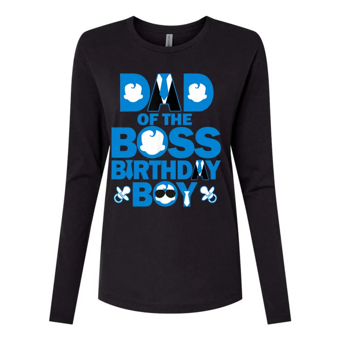 Dad And Mom Of The Boss Birthday Boy Baby Family Party Decor Womens Cotton Relaxed Long Sleeve T-Shirt