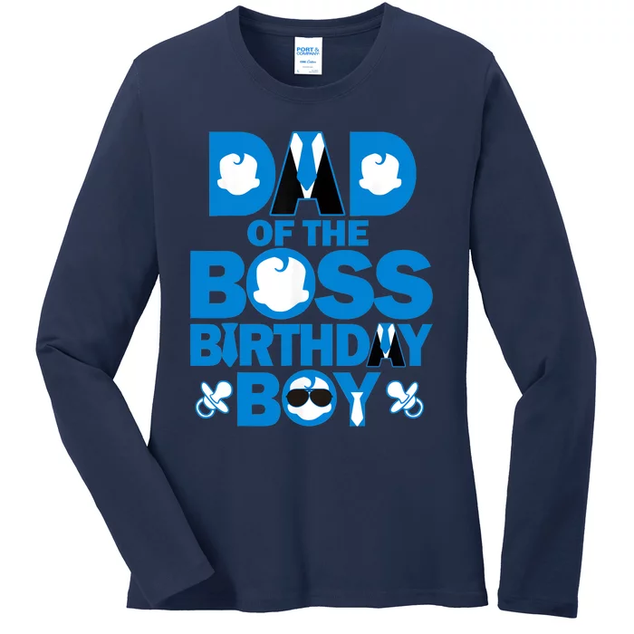 Dad And Mom Of The Boss Birthday Boy Baby Family Party Decor Ladies Long Sleeve Shirt